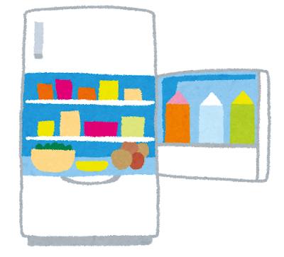 扉を開けた冷蔵庫のイラスト