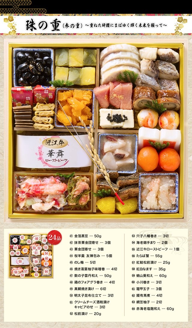 宝の舞のお品書き 珠の重（参の重・24品）