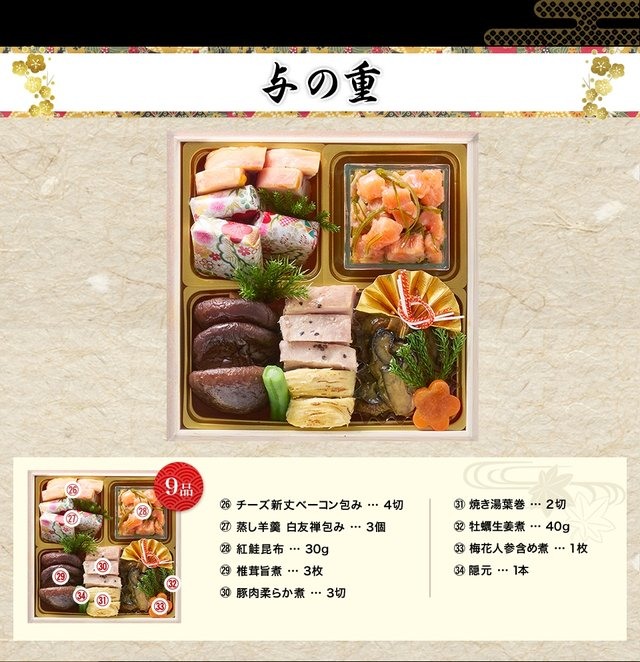 一陽来復のお品書き 与の重（9品）