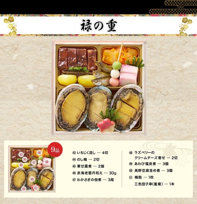 一陽来復のお品書き 禄の重（9品）