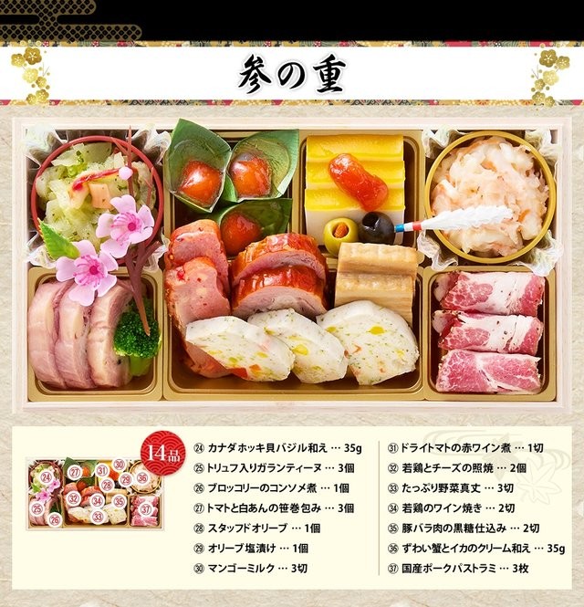 絢爛のお品書き 参の重（14品）