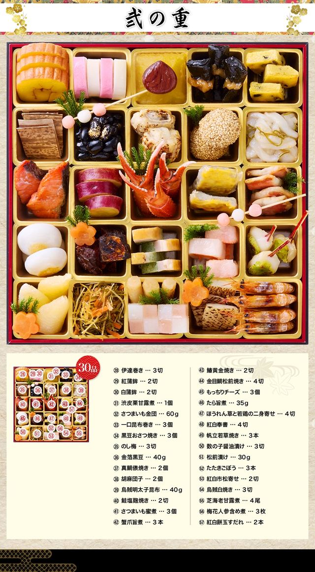 百彩のお品書き 弐の重（30品）