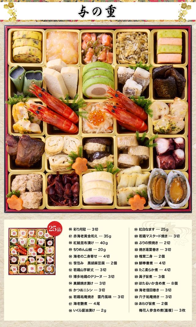 百彩のお品書き 与の重（25品）