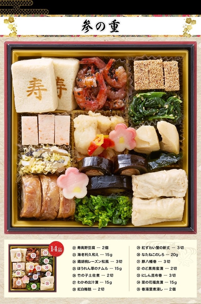 豊彩のお品書き 参の重（14品）