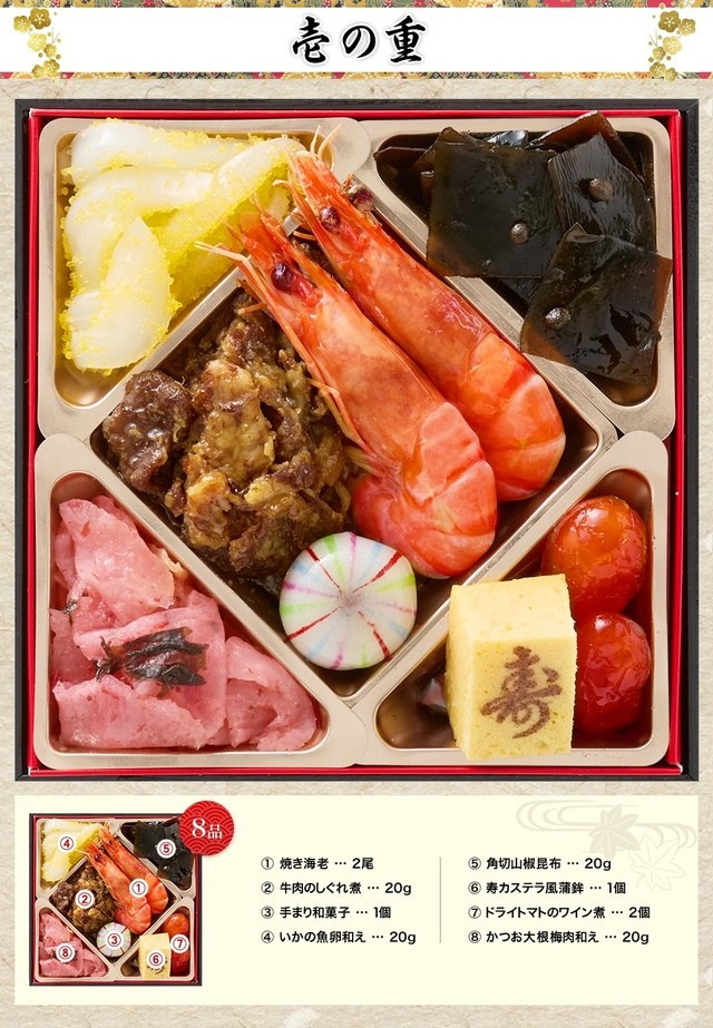 錦の伍幸のお品書き 壱の重（8品）