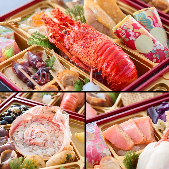京ぎをんのロブスター旨煮・蟹甲羅盛り・桜鱒炙りスモーク