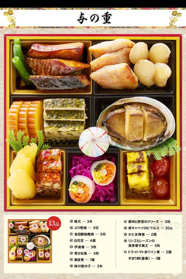 福重のお品書き 与の重(13品)