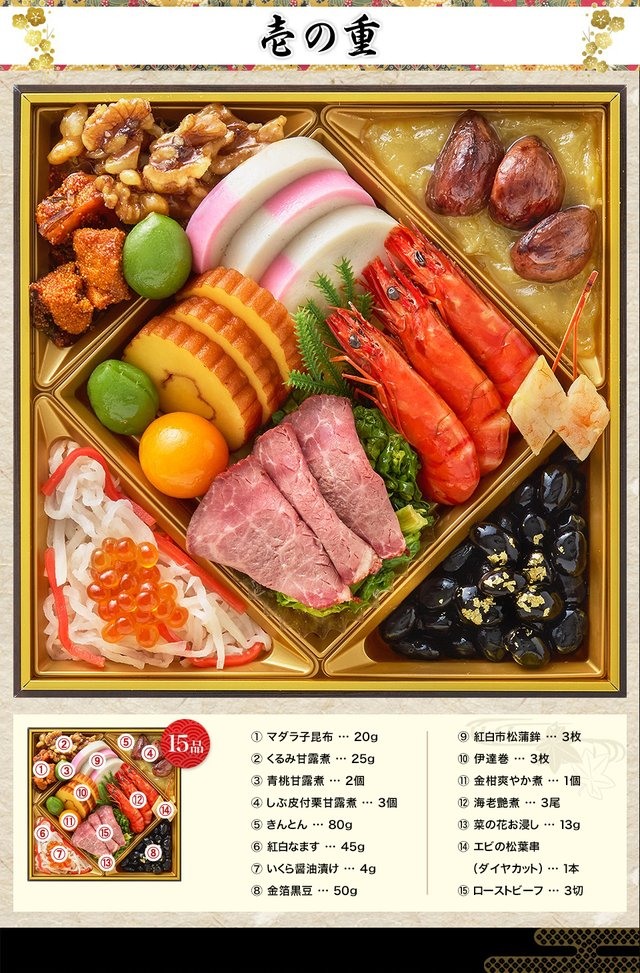 江春のお品書き 壱の重(15品)